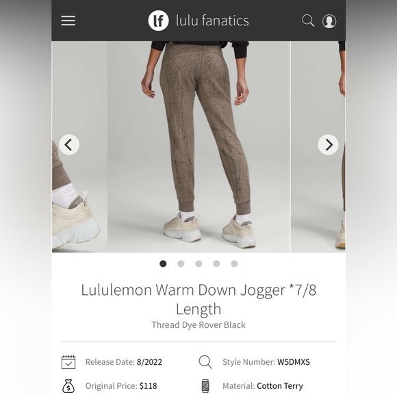 Lululemon Warm Down Jogger *7/8 Length
Thread Dye Rover Black - Picture 2 of 14